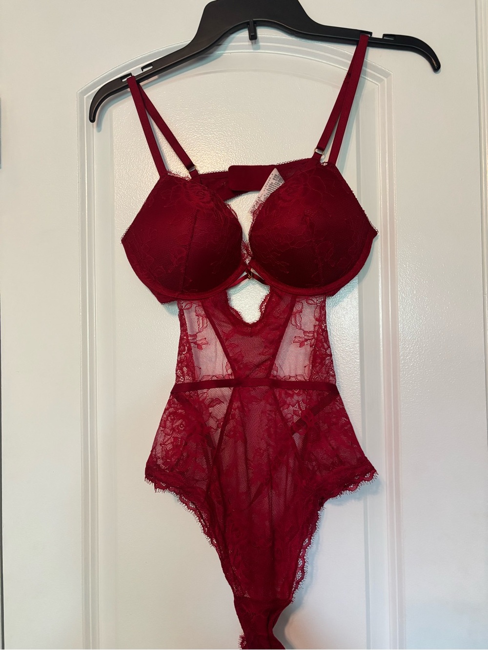 Victoria's Secret Red Lace Teddy Bodysuit Size Medium